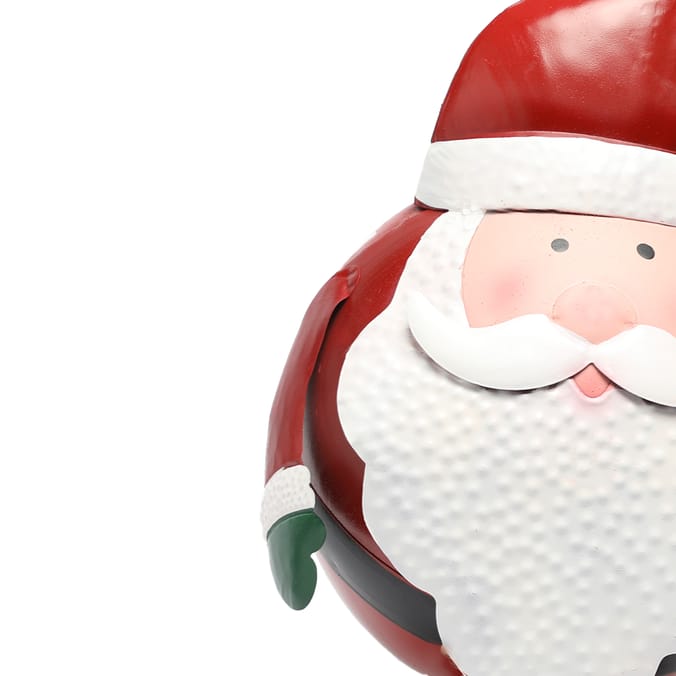 Festive Feeling: Large Metal Decorative Christmas Bobble Figure - Santa