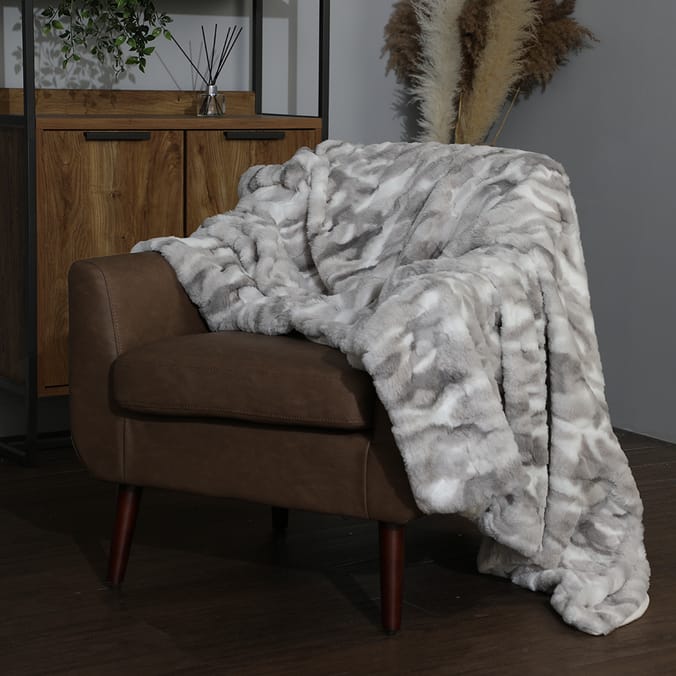 Home Collections: Faux Rabbit Fur Throw - Grey, 04071, 04071a, 10040713 ...