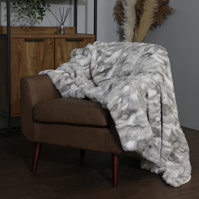 Home Collections Faux Rabbit Fur Throw Grey, 04071, 04071a, 10040713