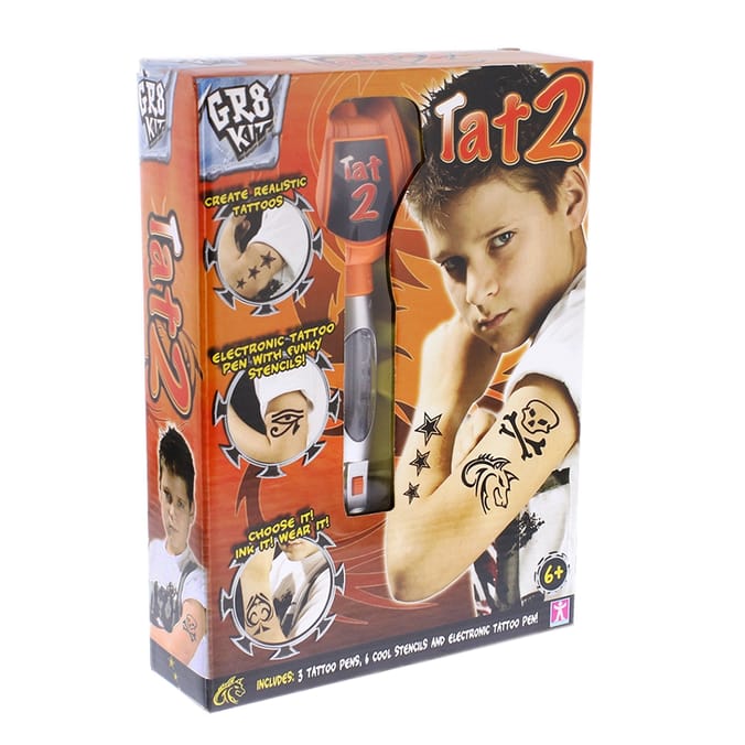 GR8 Kit Tat2 Tattoo Kit, art, stencil, pen, tattoo, tat2, kit, boys