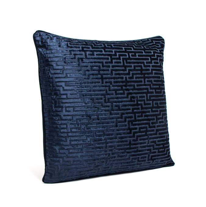 Home Collections Feather Filled Velvet Geo Cushion Navy Home Bargains