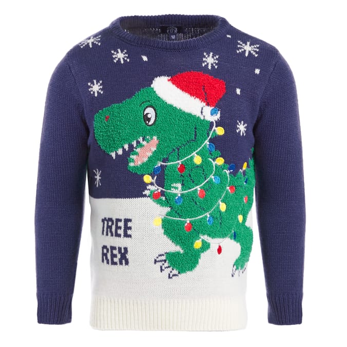 Festive Fun: Kids Christmas Jumper - Tree Rex