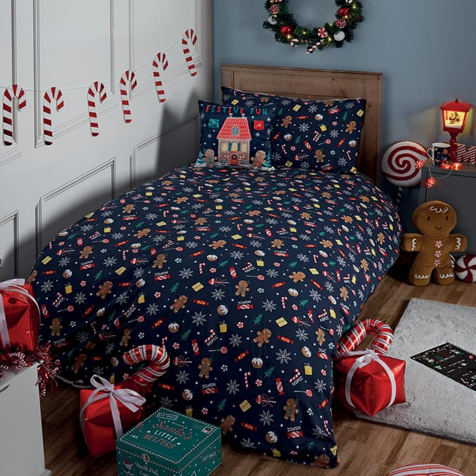 NSPCC Gingerbread Duvet Set Single, 93253, candy cane, ginger, bread