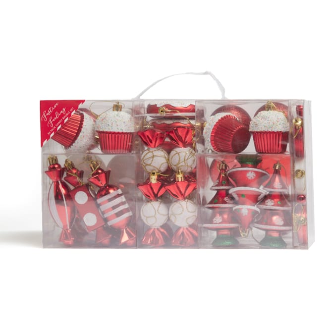 Festive Feeling 50 Pack Candy Bauble Set, candy cane, baubles, Xmas