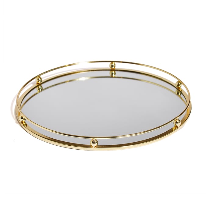 Home Collections Gold Round Mirror Tray, decor homeware accessories ...