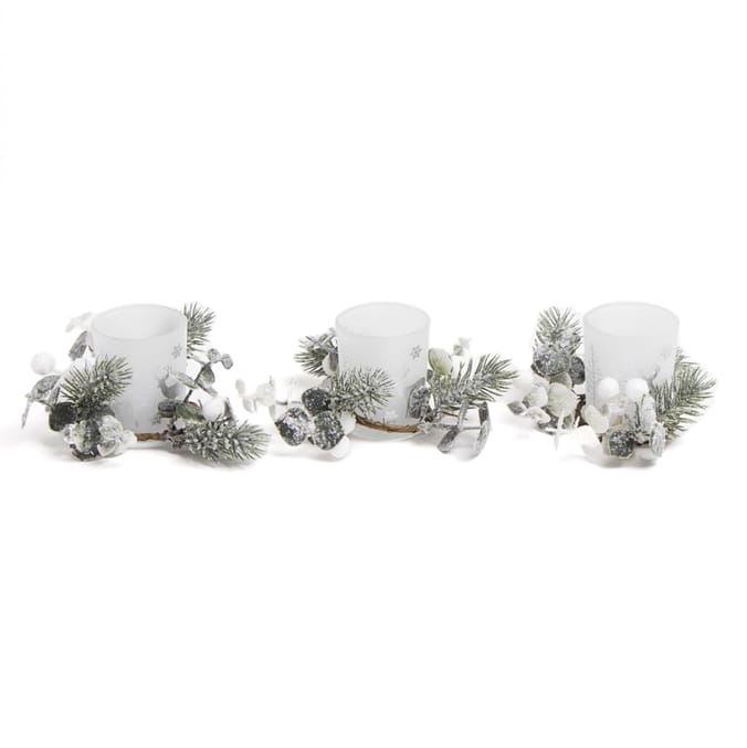 Festive Feeling 3 Tealight Holders Silver candle, decorations, Christmas, holiday Home Bargains