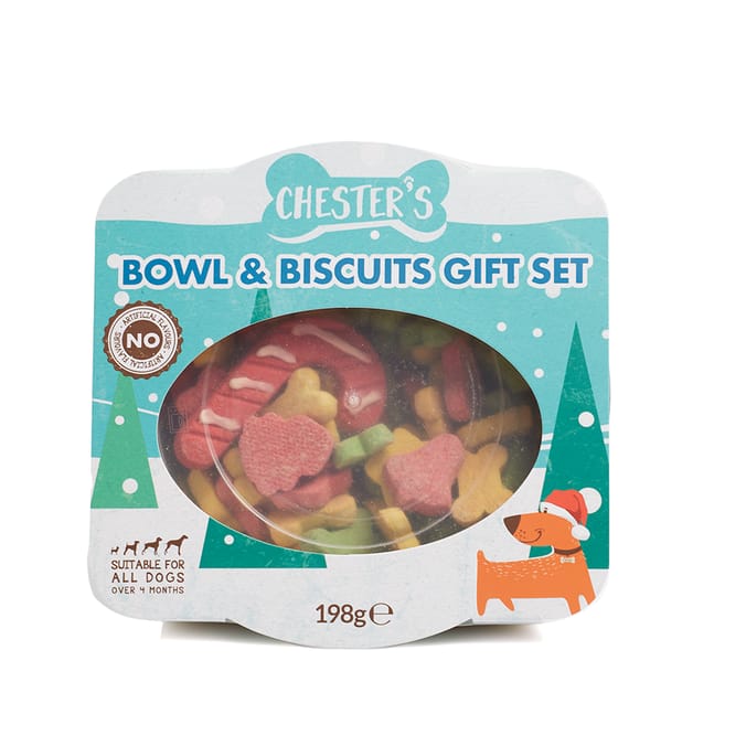 Chester's Bowl & Biscuits Gift Set 198g Home Bargains