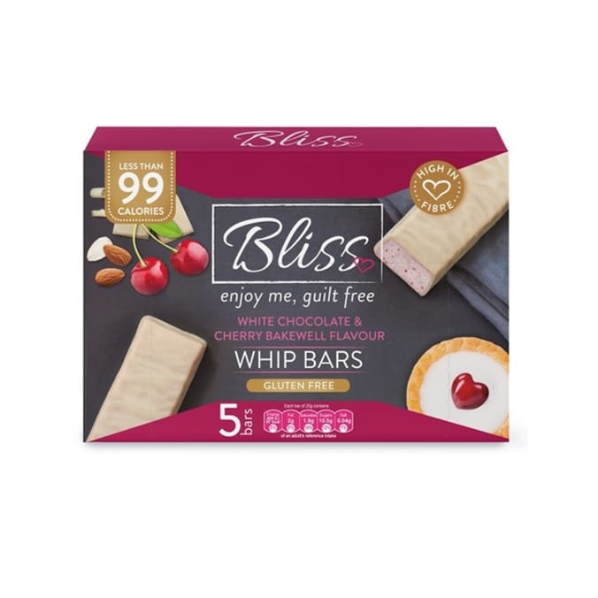 Bliss Whip White Chocolate & Cherry Bakewell Flavour 5 Bars (Case of