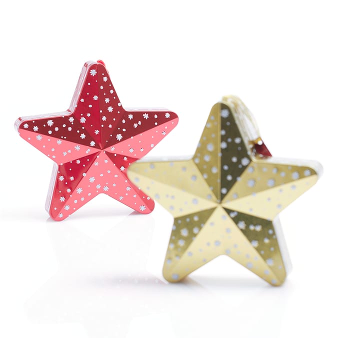 Hanging Star Tin: Milk Chocolate Stars With Hazelnut Filing 70g (Case of 3)