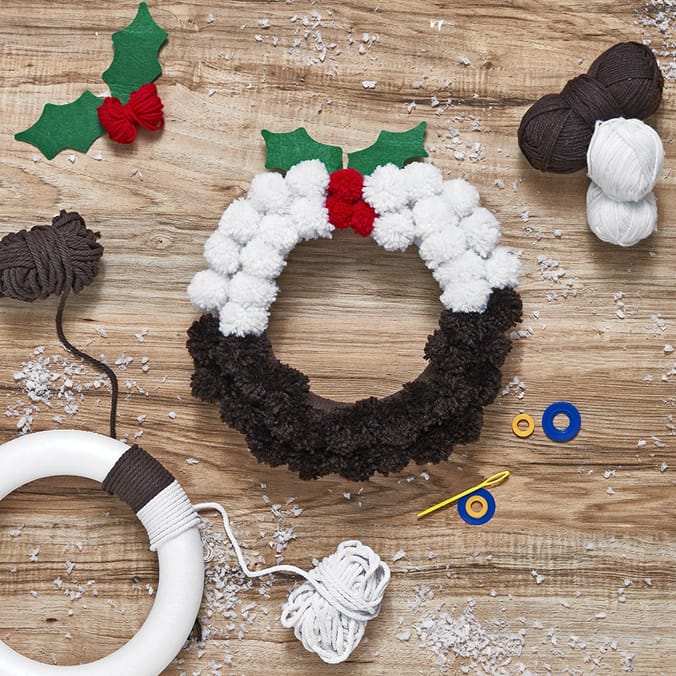 Festive Feeling Make Your Own Pom Pom Wreath , Xmas, decoration, MYO