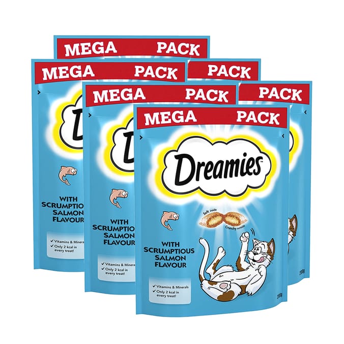 Dreamies Cat Treats Mega Pack with Salmon 200g (6x) Home Bargains