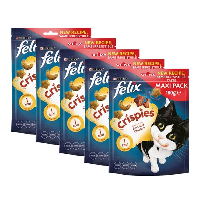 Felix: Crispies Maxi Pack 180g - Beef & Chicken (Case of 5)