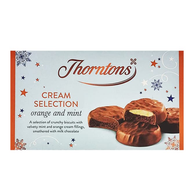 Thorntons Cream Selection Orange and Mint 128g (Case of 9), biscuits