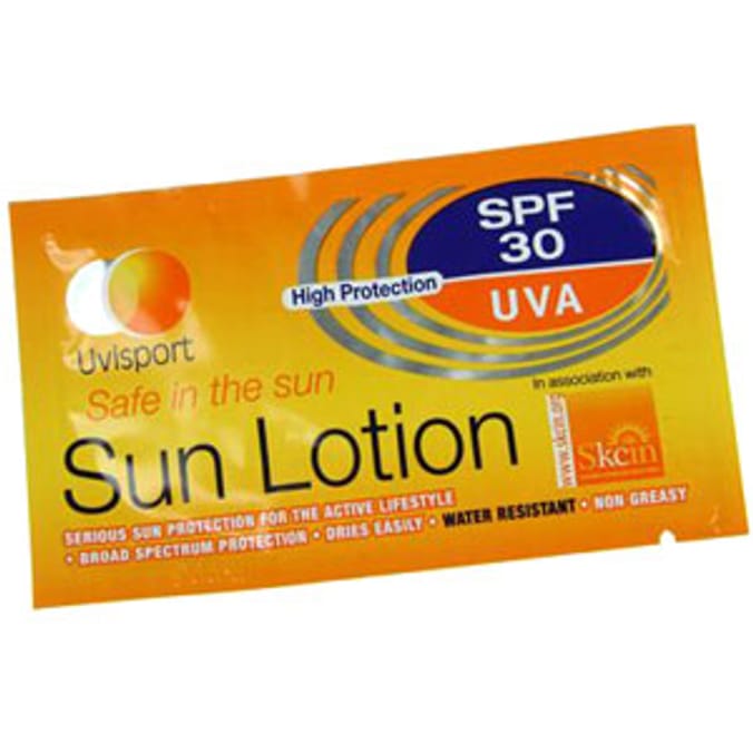 Uvisport Sun Lotion 10 Handy Sachets SPF30, wipes, sun cream, sun