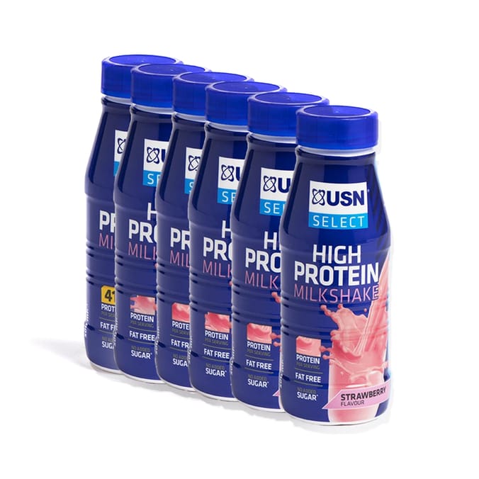 USN Select High Protein Milkshake Strawberry (6 x 500ml), Protein