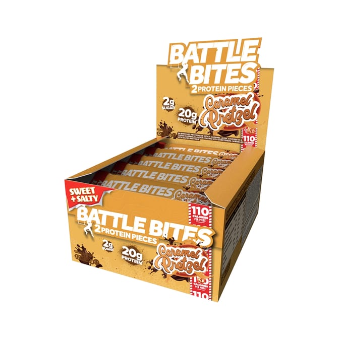 Battle Bites High Protein Bar 62g Caramel Pretzel (Case Of 12) whey