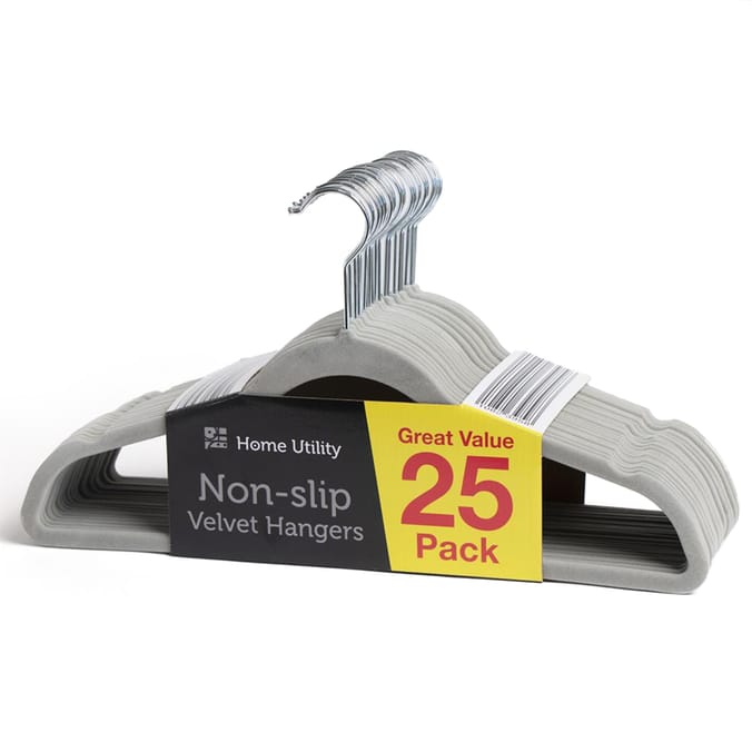 Pack of 40 Grey Luxury Non Slip Flocked Velvet Hangers - WeeklyDeals4Less