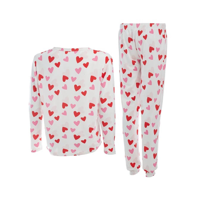 Ladies Heart Print Pyjama Set In Gift Bag, Wholesale Ladies Pyjamas, Wholesale Nightwear, A&K Hosiery