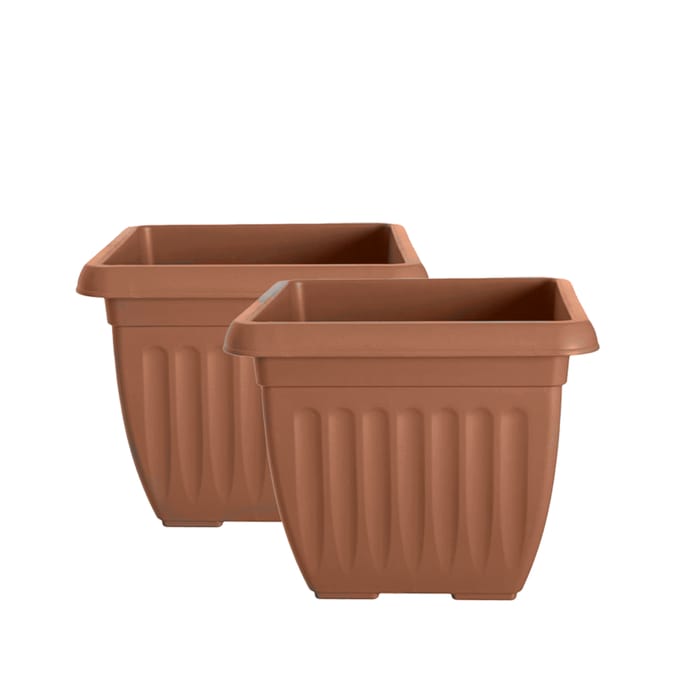 5016447015373, Whitefurze 2 Athens Square Planters 40cm Terracotta