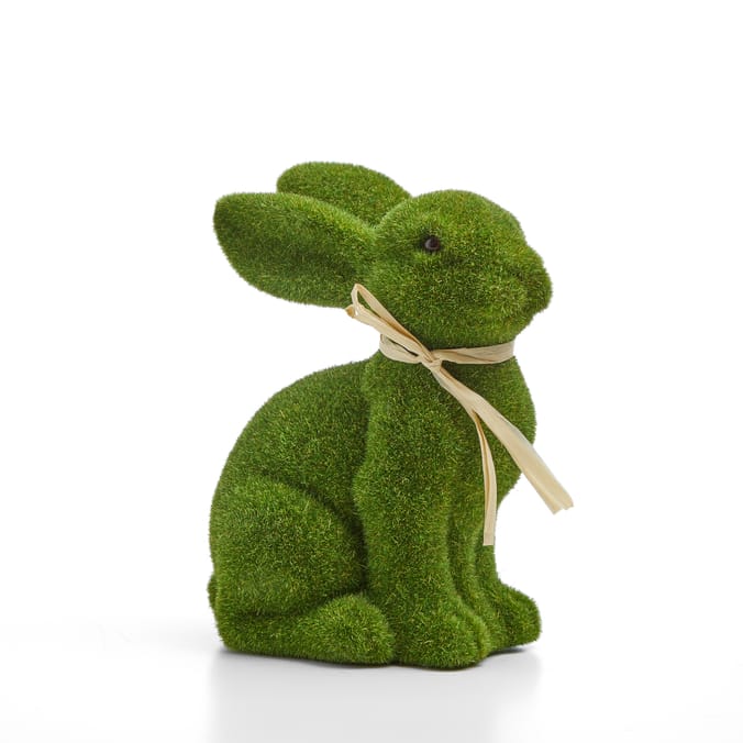 Spring Time Large Flocked Rabbit - Green