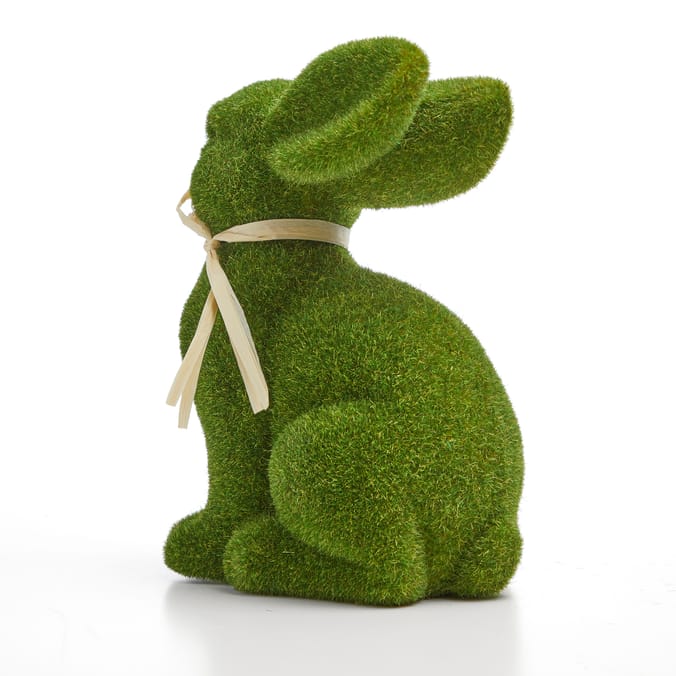 Spring Time Large Flocked Rabbit - Green