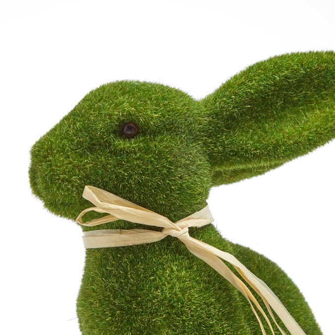 Spring Time Large Flocked Rabbit - Green