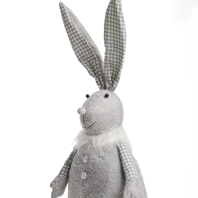 Spring Standing Plush Bunny - Grey