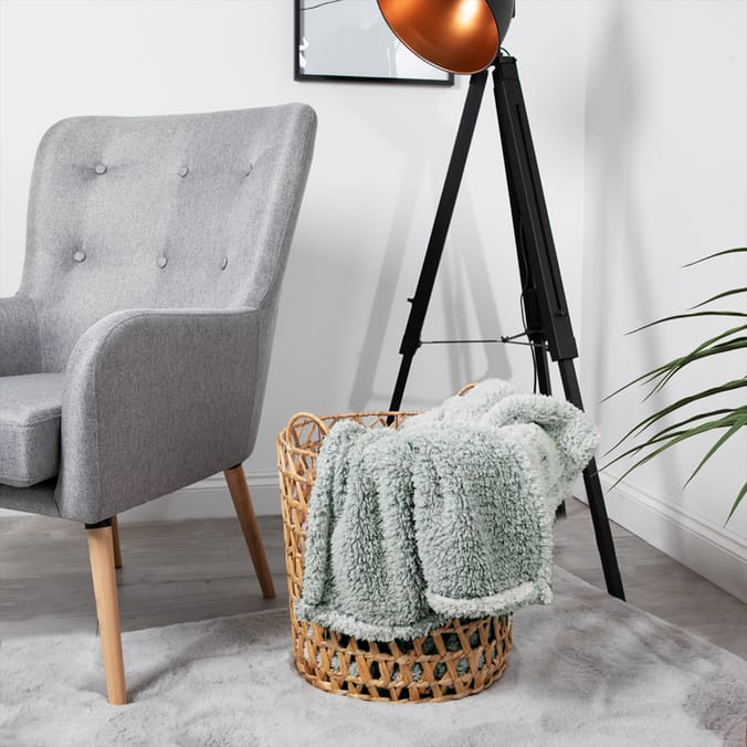 Snuggle Up Teddy Throw Green Home Bargains