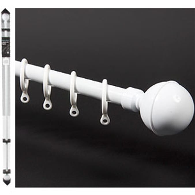 Home Style Ball Finial Curtain Pole White Home Bargains
