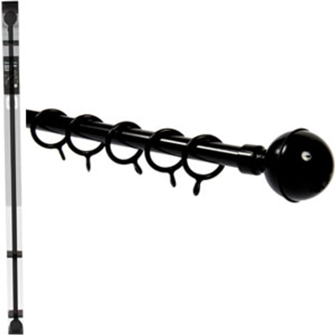 Home Style Ball Finial Curtain Pole: Black