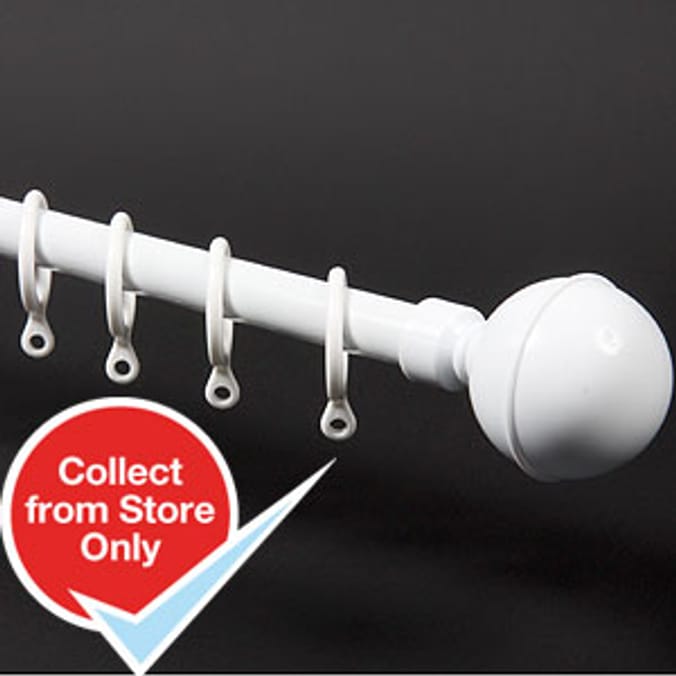 Home Style Curtain Pole White (1.73m) Home Bargains