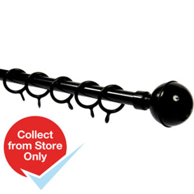 Home Style Curtain Pole Black (1.73m) Home Bargains