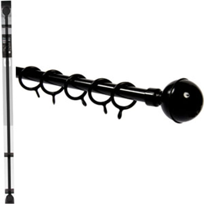 Home Style Curtain Pole Black (1.73m) Home Bargains
