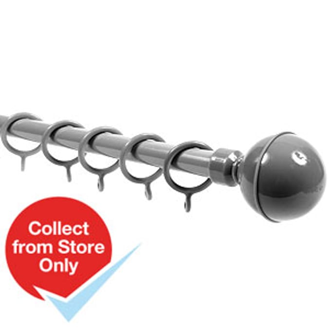 Home Style Ball Finial Curtain Pole Grey Home Bargains