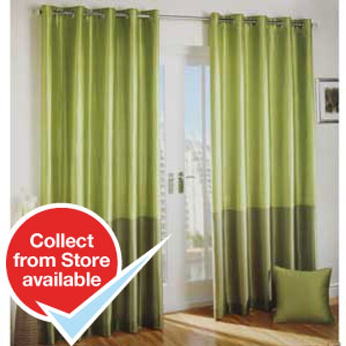 Moss and Olive Faux Silk Curtains Home Bargains
