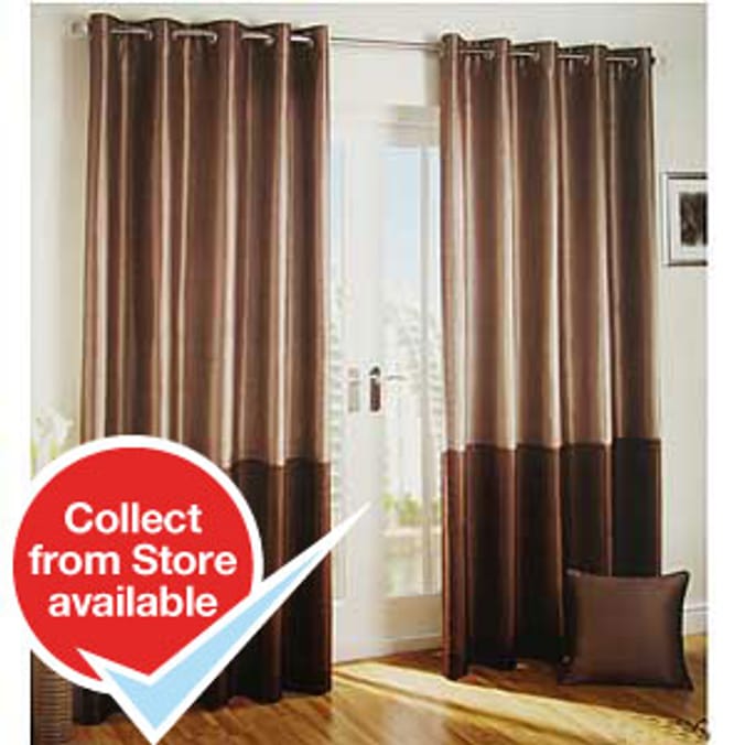Latte and Mocha Faux Silk Curtains Home Bargains