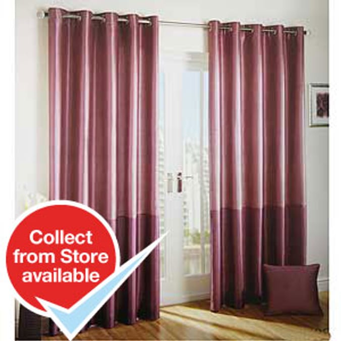 Heather and Plum Faux Silk Curtains Home Bargains