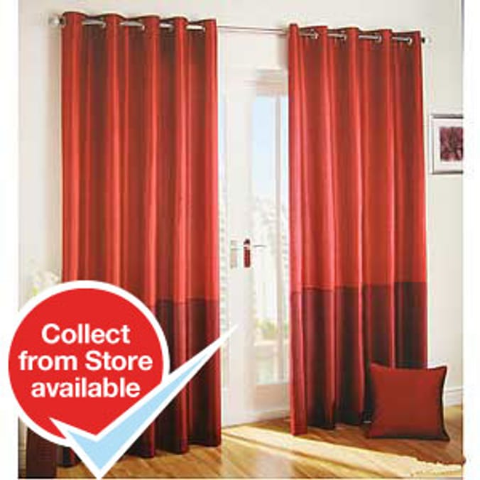 Claret and Bordeaux Faux Silk Curtains 228 x 228 cm | Home Bargains