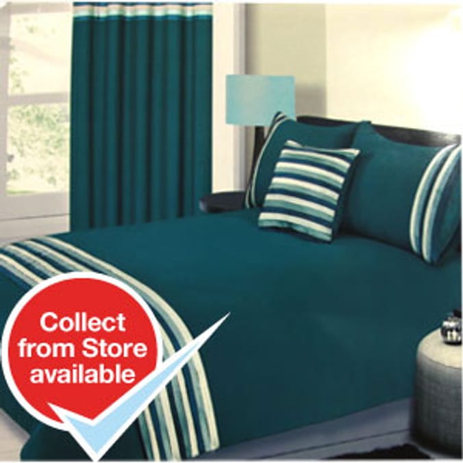 Ribbon Bands Teal Duvet Cover & Pillowcase Home Bargains