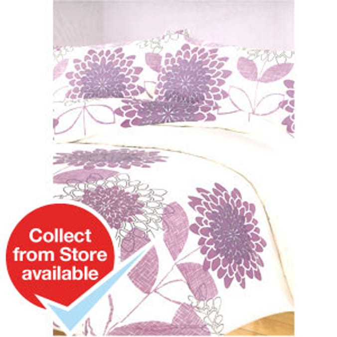 Single Duvet Cover & Pillowcase Floral Pink Home Bargains
