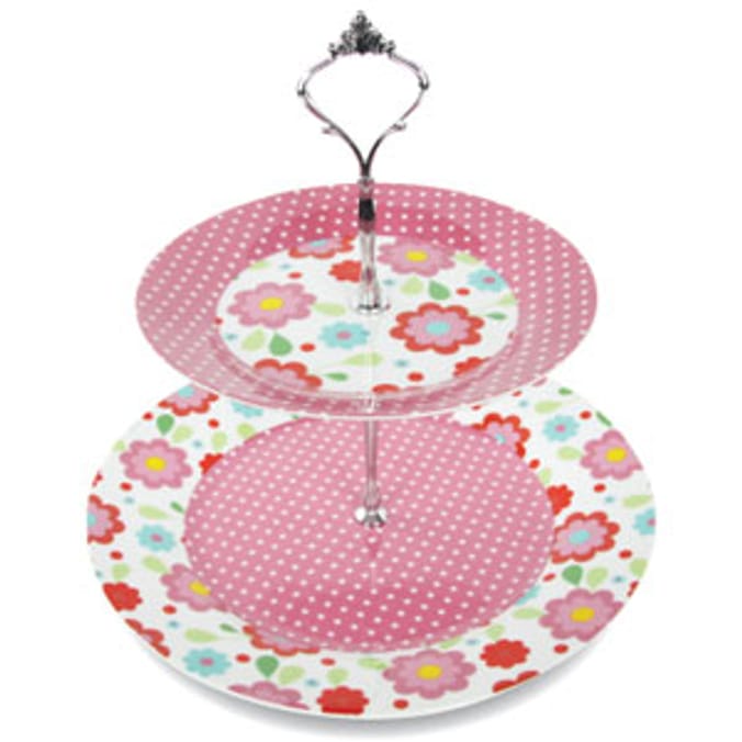 2 Tier Cake Stand Flowers Home Bargains