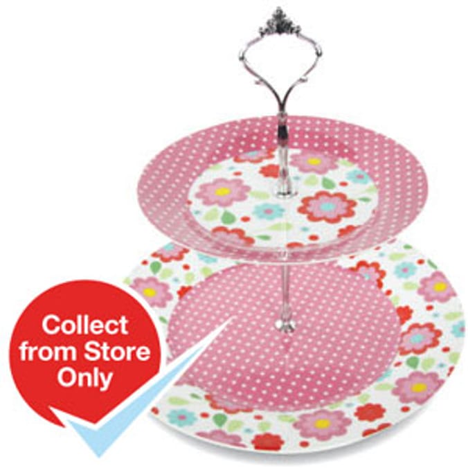 2 Tier Cake Stand Flowers Home Bargains