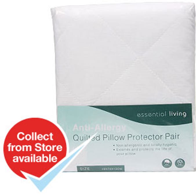 AntiAllergy Quilted Pillow Protector Pair Home Bargains